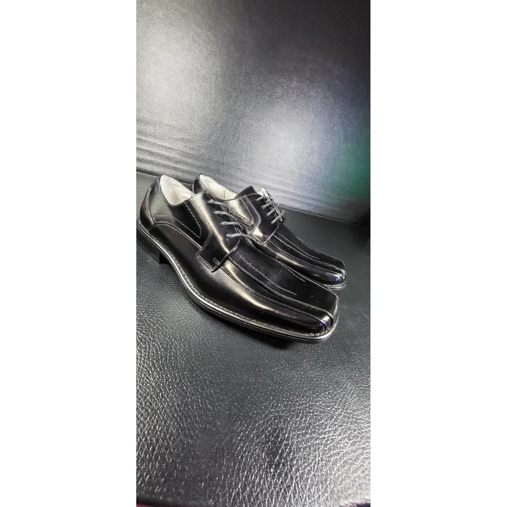 Stacy Adams Mens Corrado Black Leather Square Bicycle Toe Dress Oxfords 9.5